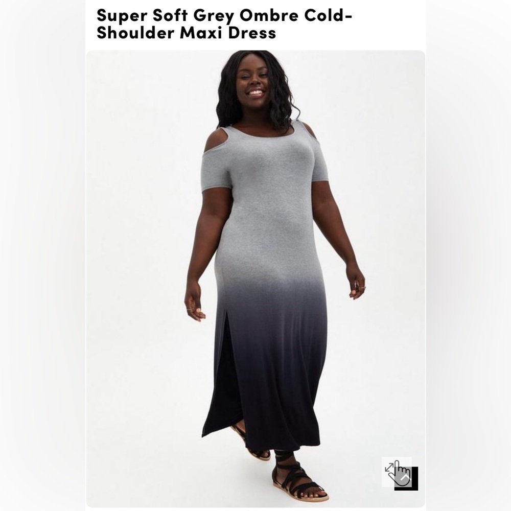 Torrid Black/gray ombre cold shoulder mani NEW Size 2 / 2X - Picture 2 of 7
